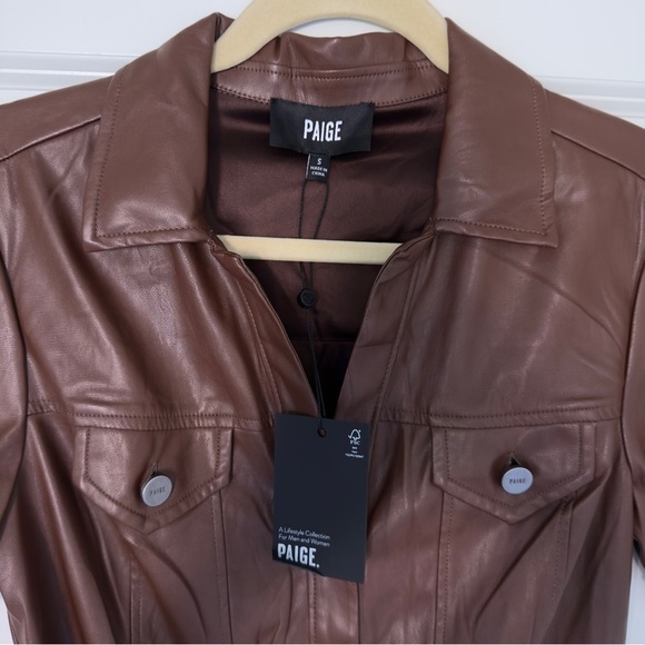 NWT Anthropologie Paige Amina Faux-Leather Short-Sleeve Mini Women's Dress Small - Picture 7 of 8